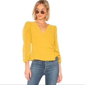 Yumi Kim St. Marks Swiss Dot Wrap Top in Marigold
